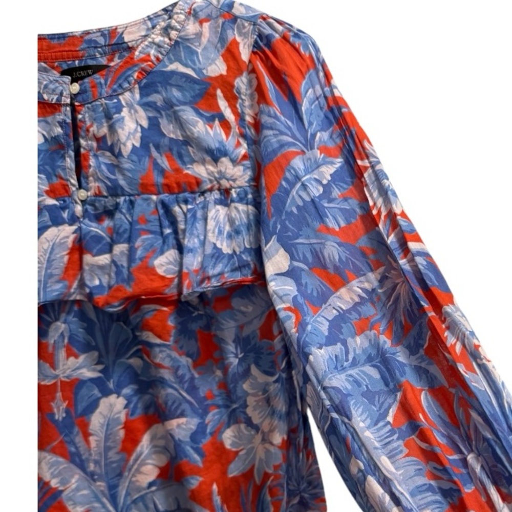 J. Crew Ruffle Ratti Rio Top, size PS, Red, Blue, White - Picture 3 of 5